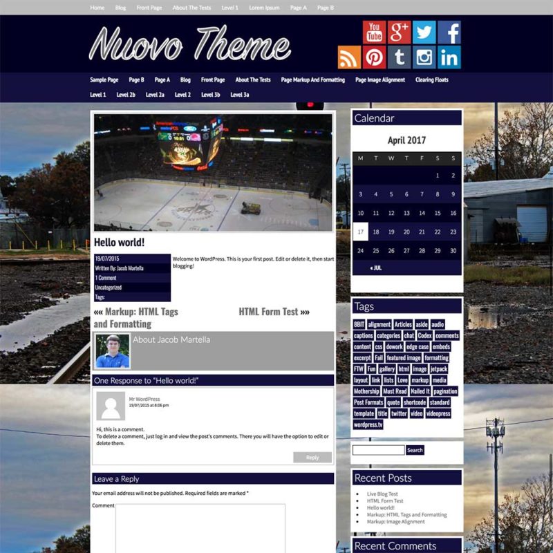 Single Page Template for the Nuovo WordPress template