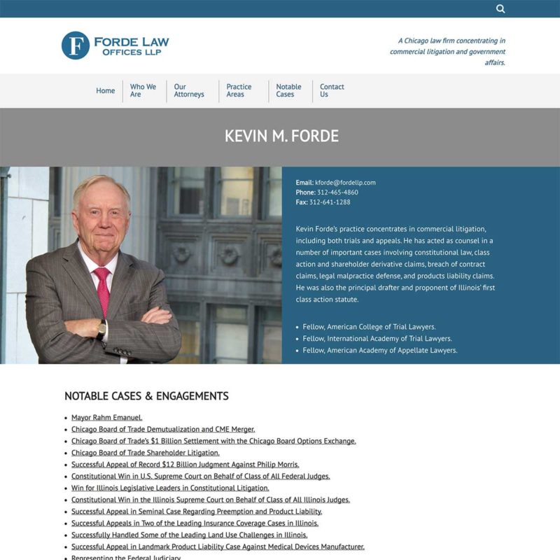 Single person template for the Forde Law Offices website