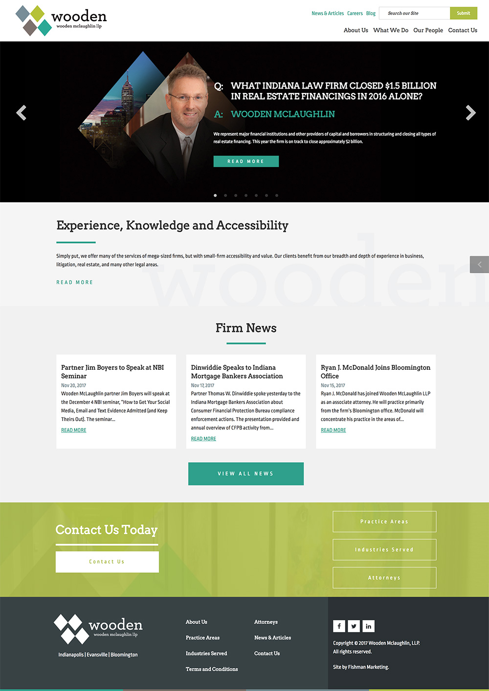 Homepage for the Wooden Lawyers website