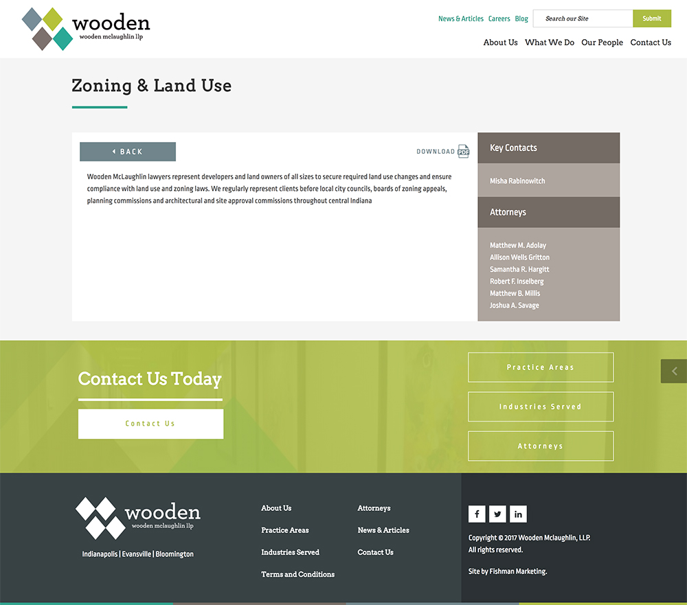 Single Practice Area template for the Wooden Lawyers website