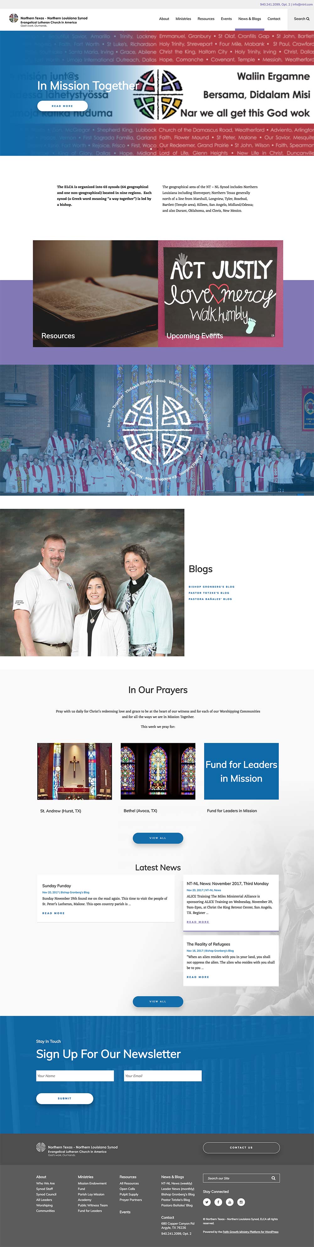 Home page for the Northern Texas-Northern Louisiana Synod website