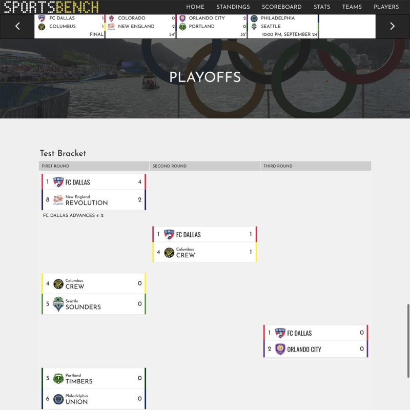 Sports Bench playoffs page template