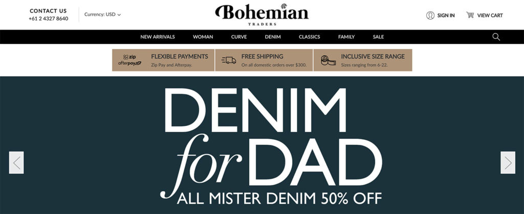 Homepage for Bohemian Traders