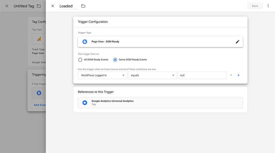 Google Tag Manager screen to add a new trigger.