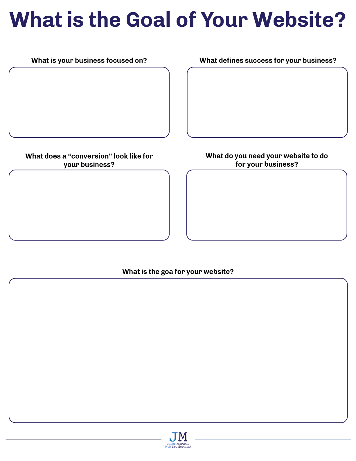 “What is the Goal of Your Website” Worksheet