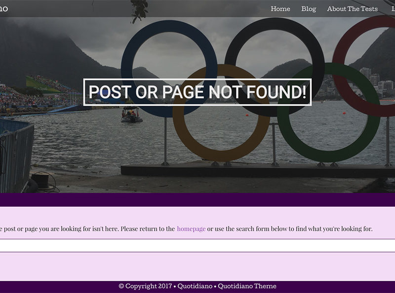 404 Template for the Quotidiano WordPress theme