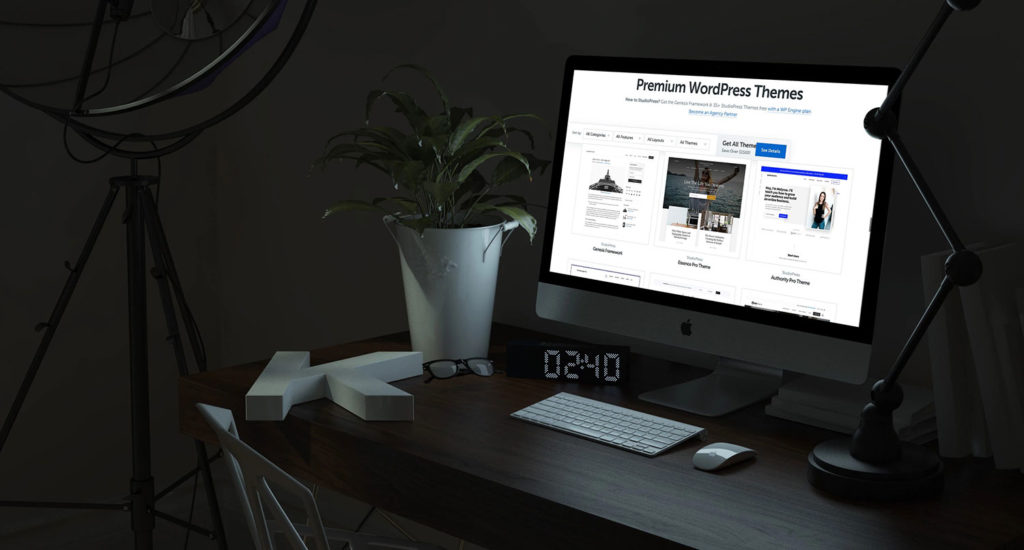 iMac showing the homepage for StudioPress
