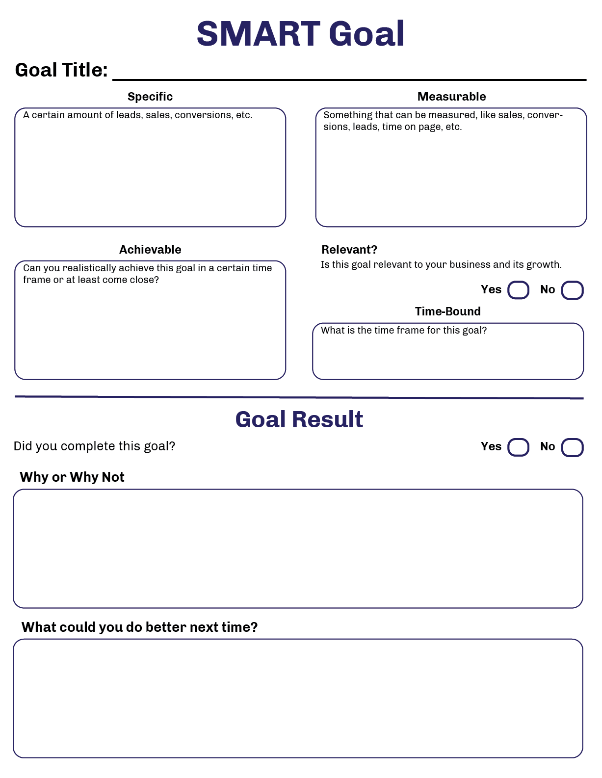 S.M.A.R.T. Goal Worksheet