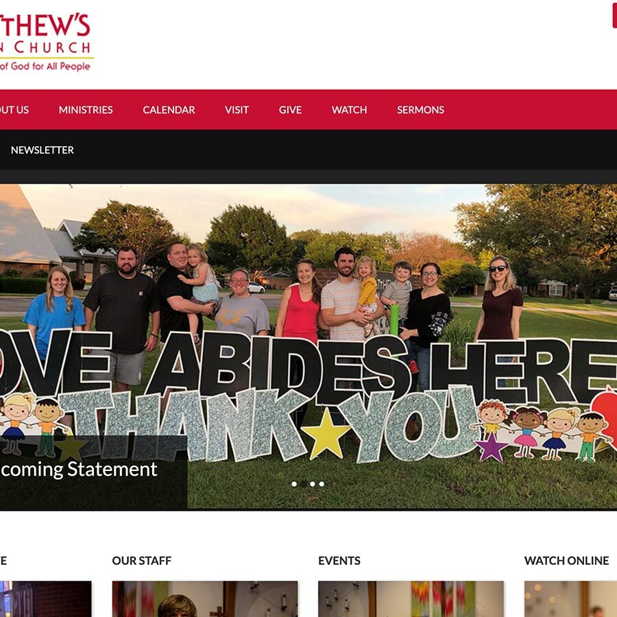 Screenshot of the St. Matthew's Lutheran Church home page