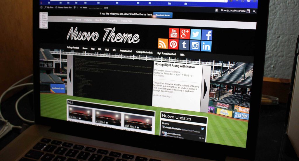 Computer screen with the Nuovo homepage