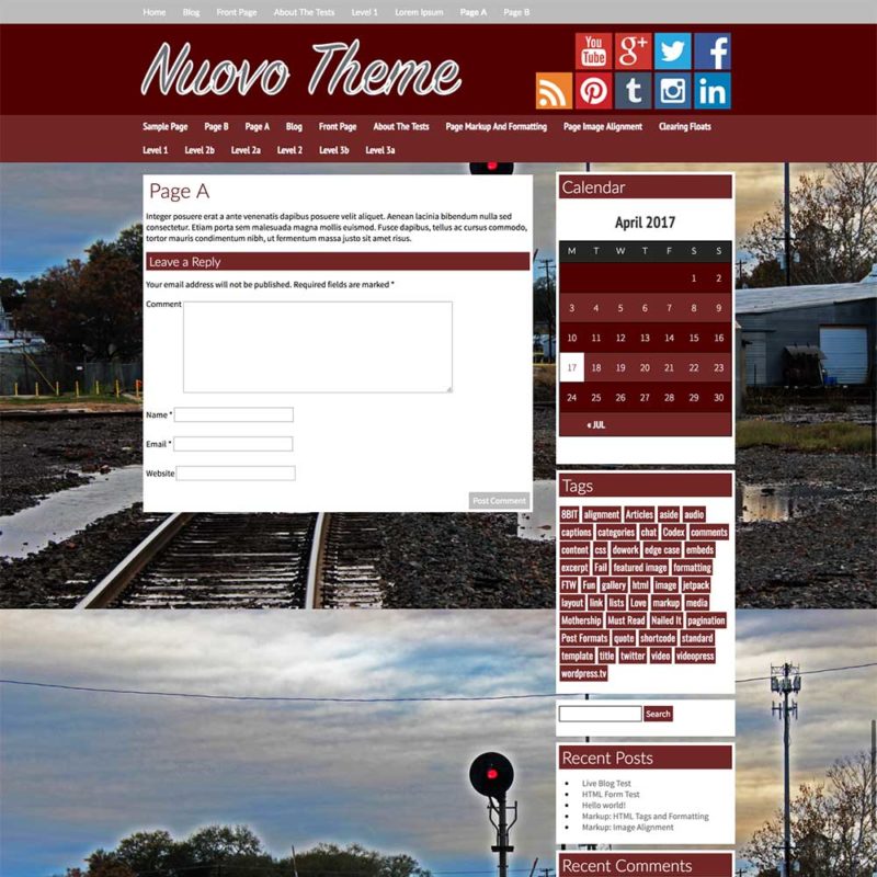 Page Template for the Nuovo WordPress template