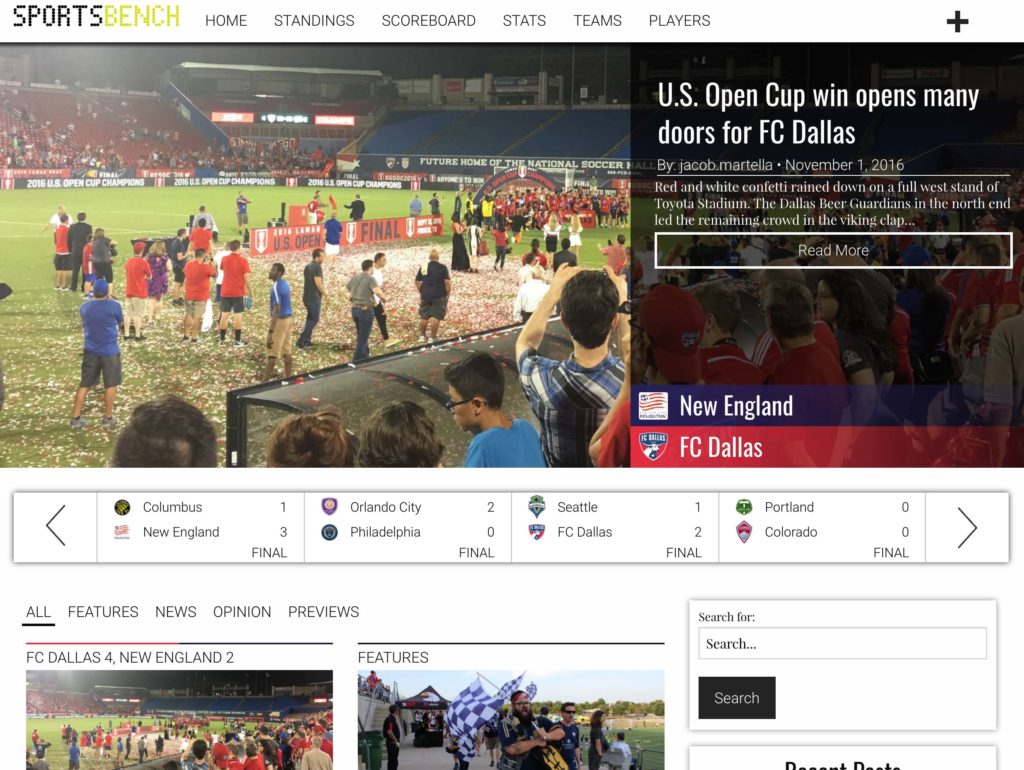 Sports Bench old homepage template