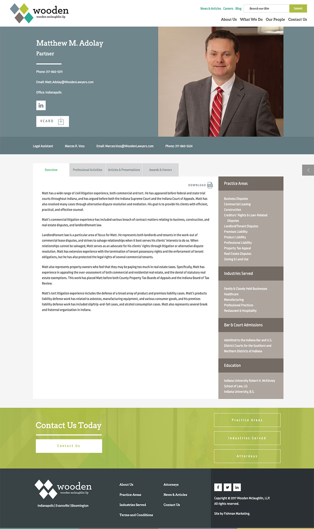 Single lawyer template for the Wooden Lawyers website