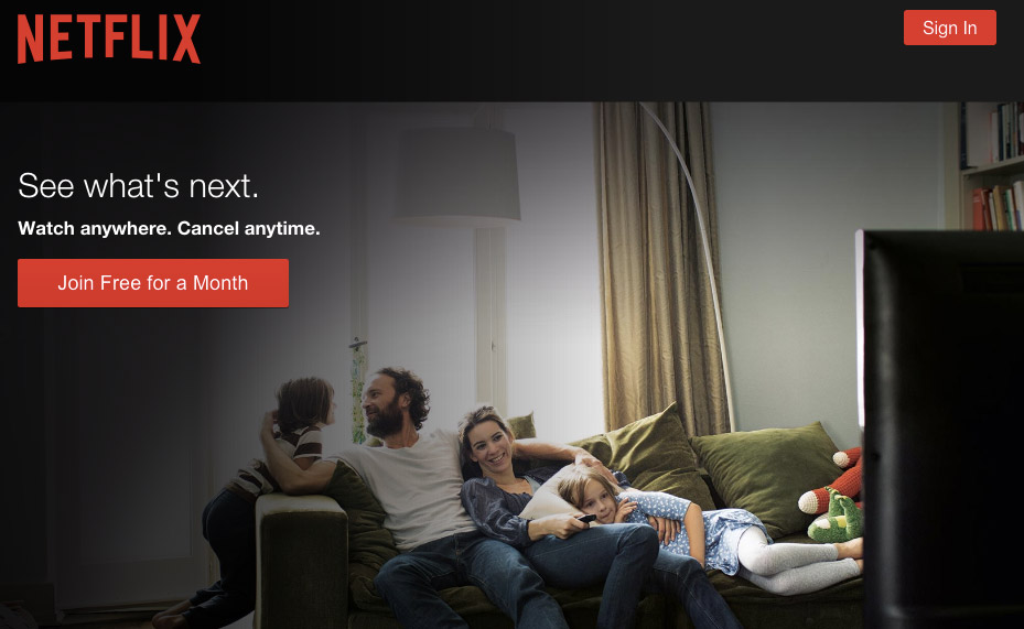 Call to action on the Netflix homepage
