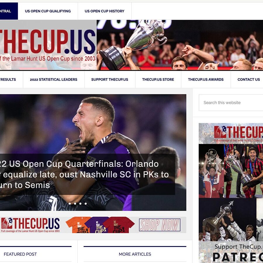 Screenshot of the home page for TheCup.US website
