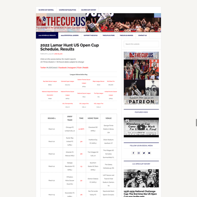 Screenshot of the default page for TheCup.US website