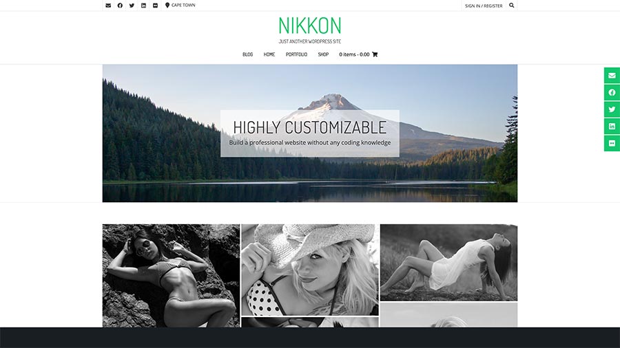 Screenshot of the homepage for the Nikkon WordPress Theme demo site