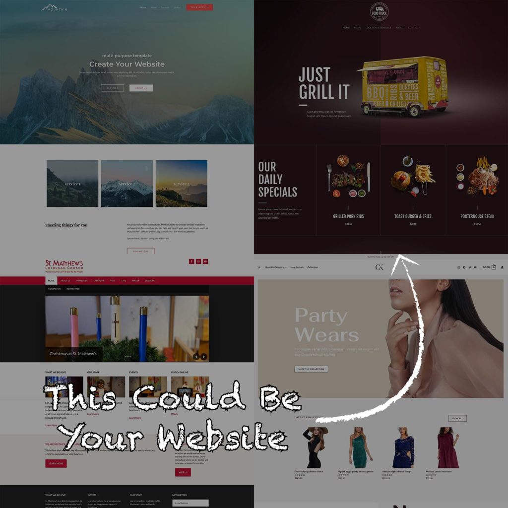 "This could be your website" with a background of multiple different website
